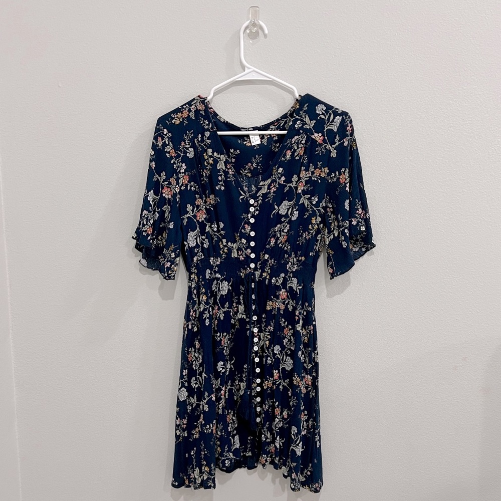 Navy flowy mini dress
